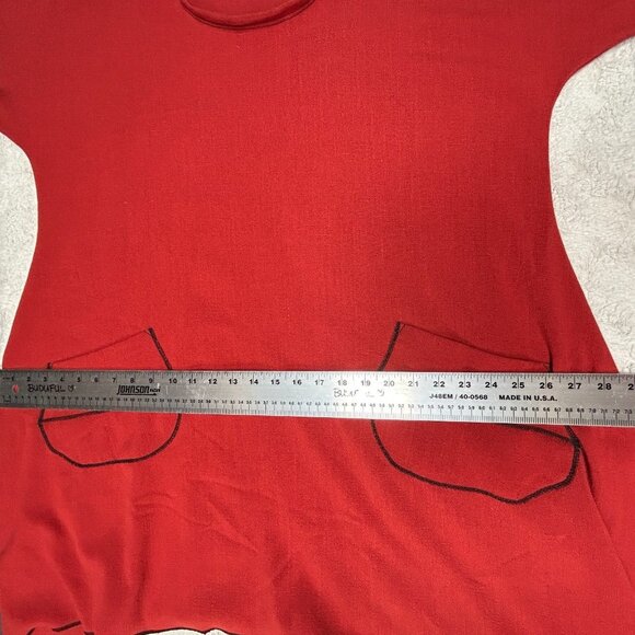 Monika Astara Womens Handmade Art to Wear Tunic Red Asymmetric Hem Lagenlook - Picture 7 of 8